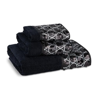 Zahari Home Sinatra 3 Piece Bathroom Towel Set Bath Towel Hand Towel Wash Cloth Absorbent, Black - color: Black
