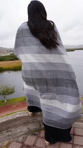 Alpaca Wool Throw Blanket, Grey Striped, 65 x 48 | Cozy, Ultra-Soft, Naturally Warm, Lightweight & Breathable, Non-Itchy - color: Grey Striped, size: Throw (48" x 65")