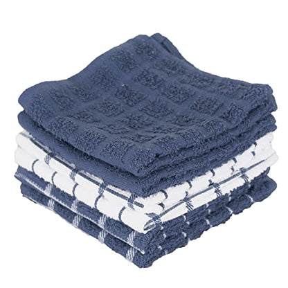 Ritz Premium 3-Pack Kitchen Towel & 6-Pack Dish Cloth Set - Highly Absorbent, Super Soft, Long-Lasting, 100% Cotton Terry Drying Cleaning Cloths, Federal Blue - color: Federal Blue, size: 9-Pack Bundle