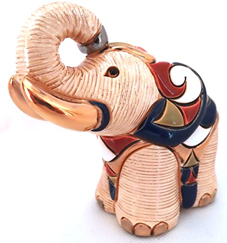 De Rosa Handmade/Painted Sculpted Ceramic White Elephant Figurine Family Collection F131