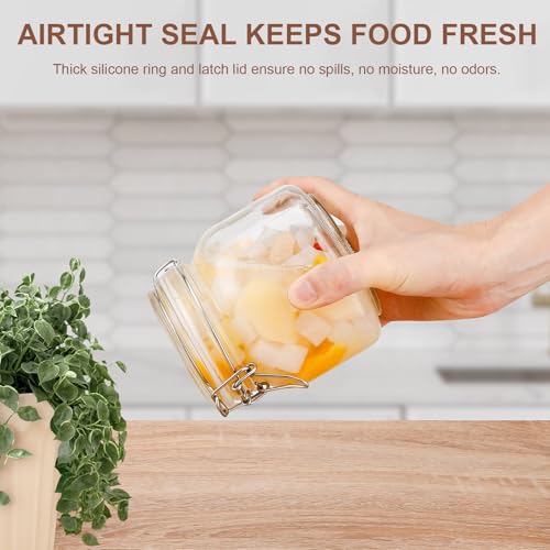 Glass Jars with Airtight Lids, 26oz Glass Storage Jars Set of 6, Thick Food Storage Containers for Pantry Organization, Kitchen Counter, Coffee, Pasta, Cereal - size: 26 fl oz x 6 - Square
