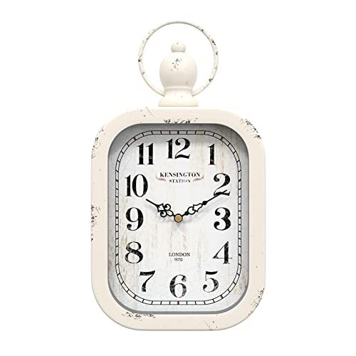 Menterry Small Retro Rectangle Wall Clock, White Antique Vintage Style | Battery Operated Silent Decor Wall Clocks for Farmhouse,Bedroom,Kitchen,Bathroom (11" H x 6.1" W) - color: White, size: 11" H x 1.77"D x 6.1" W