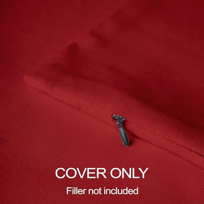 Encasa XO Throw Pillow Covers, Cotton, No Inserts 16"x16" Deep Red | Durable Cotton Canvas | Concealed Invisible Zipper | Ideal for DIY & Embroidery | Living Room & Couch | Set of 2 - color: Deep Red, size: 16" x 16" (Pack of 2)