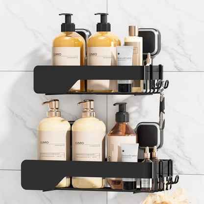 TAILI Shower Caddy Suction Cup Stainless Steel Shower Shelves Black 2pack