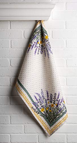 Maison d' Hermine Kitchen Towels Set of 3 Reusable 100% Cotton 27.50" x 20" | Cloth Tea Dish Towels Absorbent with Hanging Loop for Kitchen Dining Party Wedding Hotel Home Spring Summer - Fanny Lavender - color: 014 - Fanny Lavender