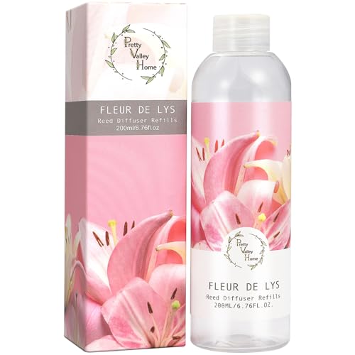 Reed Diffuser Oil Refill Fleur de LYS, Strong Floral Essential Oil Home Fragrance for Bathroom Shelf Decor 200ml - color: Fleur De Lys