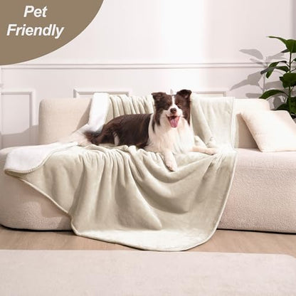 gogobunny Waterproof Bed Blanket, Reversible Sherpa Fleece Throw Blanket for Dog Puppy Cat, Furniture Cover Protects Bed Couch Sofa from Liquid Pee and Pet Fur (Cream, 25x35 inches) - color: Cream, size: 25x35 inches