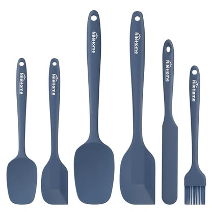 NileHome Silicone Spatula Set, 6 Packs Food Grade Kitchen Utensils with Silicone Brush Heat Resistant BPA-free Rubber Spatula for Scraping, Baking, Cooking, Mixing, Haze blue | Food-Grade Material,Heat Resistant Up to 600°F,Dishwasher Safe,BPA-Free - colo
