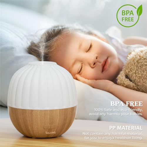 SALKING Essential Oil Diffuser for Home, 300ml Aromatherapy Diffuser Quiet | Ultrasonic Diffusers for Essential Oils, 8 Color LED Lights, Cool Mist Humidifier, Auto Shut-Off, Large Room, Bedroom, Office - color: 300ml