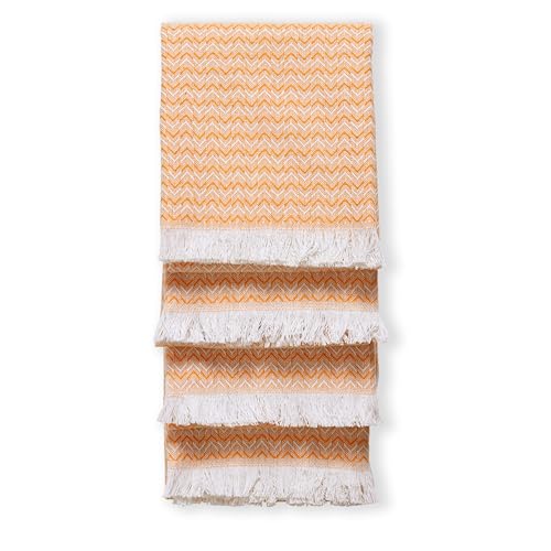 TWINY threads 4Pcs 100% Cotton Kitchen Towelss, 16"x26", Mustard Yellow | Chevron Weave Dish Cloths & Rags, Soft, Absorbent, Quick Dry, Washable, Reusable Tea Towel for Baking, Cleaning & Drying Use - color: Chevron, Mustard Yellow, size: 26" x 16" (Set o