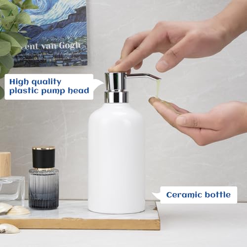 Ceramic White Soap Dispenser Bathroom, 2 Pcs 16.9oz Hand Soap Dispenser for Kitchen, Hotel - color: White, size: 2pcs