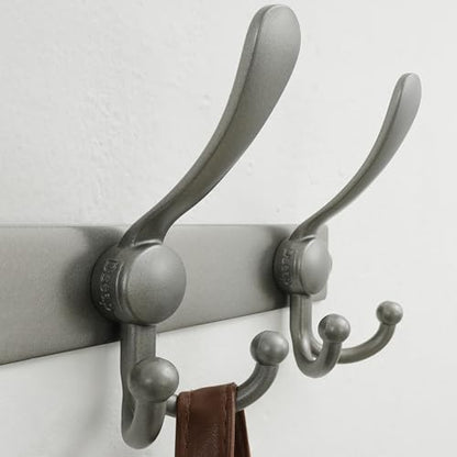 Coat Rack Wall Mount, Heavy Duty 12-Gauge Base vs Flimsy 1mm, Double-Thick Solid Anti-Snap Hooks, 16” Stud-Mount, Stainless Steel Hanger for Clothes Hat Entryway Closet Mudroom, Grey - color: Gray, size: L=17" (1pcs)