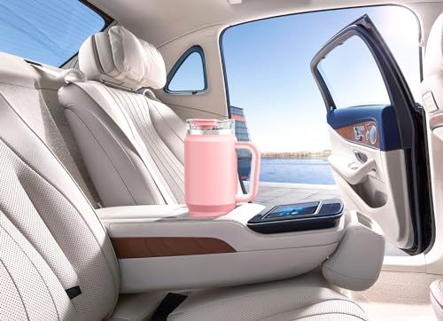 Meoky 32 oz Tumbler with Handle, Insulated Tumbler with Lid and Straw, Stainless Steel Travel Mug, Keeps Cold for 24 Hours, 100% Leak Proof, Fits in Car Cup Holder (Blush) - color: Blush, size: 32 Ounces