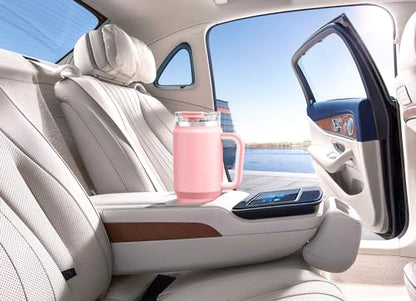 Meoky 32 oz Tumbler with Handle, Insulated Tumbler with Lid and Straw, Stainless Steel Travel Mug, Keeps Cold for 24 Hours, 100% Leak Proof, Fits in Car Cup Holder (Blush) - color: Blush, size: 32 Ounces