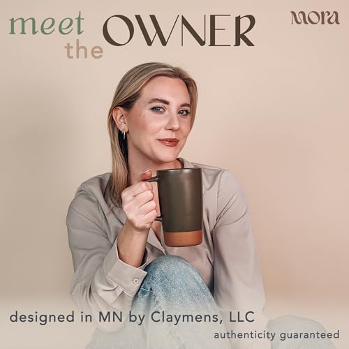 Mora Ceramics Large Tea Mug with Loose Leaf Infuser and Ceramic Lid, 18 oz, Portable, Microwave and Dishwasher Safe, Tall Coffee Cup - Rustic Matte Ceramic Glaze, Modern Herbal Tea Strainer, Olive - color: Olive