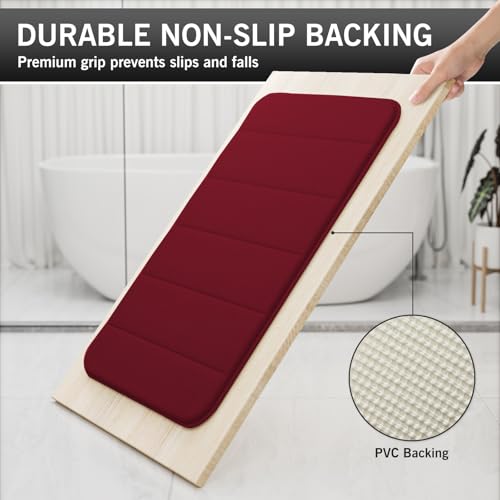 Bathroom Rugs Set 2 Piece Memory Foam Bath Rugs Non-Slip Bath Mat,Washable Room Mats,Absorbent Shaggy Rugs Super Soft Kitchen Mats, Batroom Carpets for Bathroom,Tub,Shower Home Decor（Burgundy）