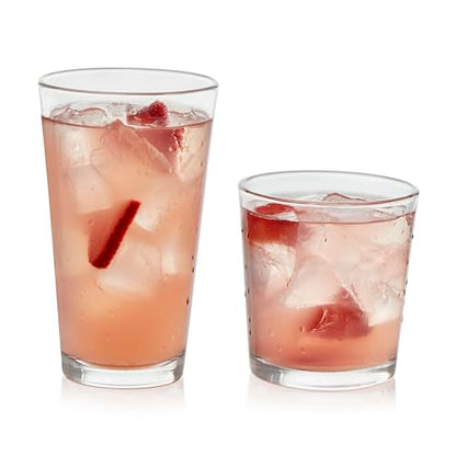 Libbey Flare Rocks, Glass Tumbler Set, Stylish Lead-Free Drinking Glasses Set of 16, Dishwasher-Safe Glass Cups Set for Daily Use and Parties - color: 04 - Flare