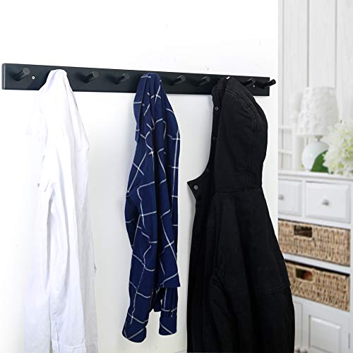WEBI Coat Rack Wall Mounted,10 Hooks,38" Long Coat Hanger Wall Mount,Bamboo Peg Rail Hat Hooks for Hanging Caps,Jacket,Clothes,Coats,Black,2 Packs - color: Black, size: 38 inch(2 Packs)