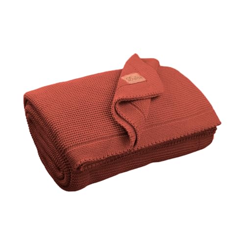 Dalisa Alina GOTS Organic Cotton Throw Blanket, Amberglow, 50x60 in | Boho vintage knit, soft and cozy all-season layer, for couch, bed and home decor - color: Amber Glow, size: 50x60