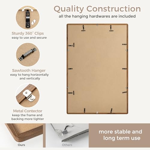 27x40 Inch Poster Frame | Solid Oak Wood 27 x 40 Picture Frame | Movie Poster Frame 27x40 With Mat For 24x36 | Tempered Glass And Hanging Hardware Included | 27x40 Picture Frame Wood | Walnut - color: Walnut, size: 27''x40''-1P