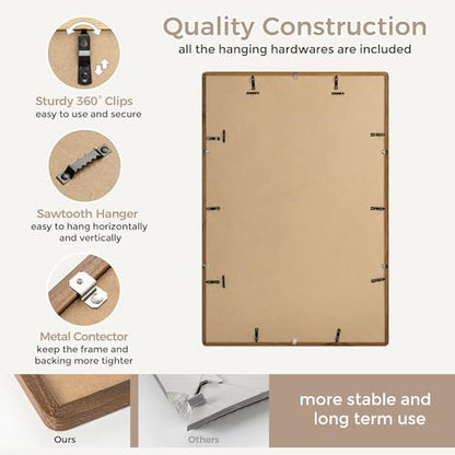 27x40 Inch Poster Frame | Solid Oak Wood 27 x 40 Picture Frame | Movie Poster Frame 27x40 With Mat For 24x36 | Tempered Glass And Hanging Hardware Included | 27x40 Picture Frame Wood | Walnut - color: Walnut, size: 27''x40''-1P