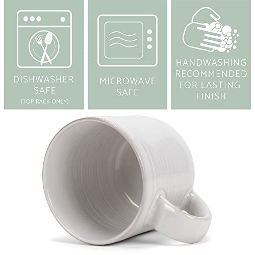 Elanze Designs Glossy Reactive Glaze Large 17 Fluid Ounce Everyday Kitchen Food Grade Ceramic Stoneware Coffee Mug Cup with Comfort Curved Handles, Set of 4, Classic White - color: Classic White