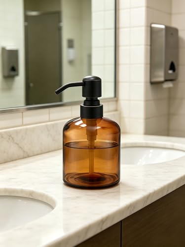 Clear Glass Soap Dispenser, 11 Oz Boston Round Bottle Dispenser with Stainless Steel Pump, Refillable Kitchen & Bathroom Countertop Dish Soap Dispenser, Oil Rubbed Bronze - color: Oil Rubbed Bronze