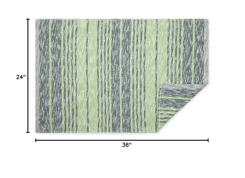 DII Woven Rag Rug Collection Recycled Yarn Variegated Rustic Stripe, 2x3', Hunter Green - color: Hunter Green