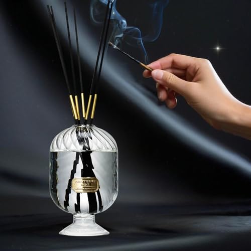 Reed Diffuser Set, Pretty Valley Home Diffuser 200Ml / 6.76 fl OZ Gift Box - Includes Reed Diffuser Sticks, Long Lasting Fragrance Oil and Glass Bottle for Office Living Room Decor (Cassis Blanc)
