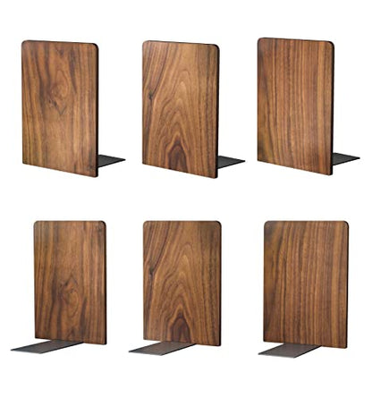 Large Bookend Hold Heavy Books-7x4x5in 3 Pack Non-Skid Wood Bookends Walnut | Heavy-duty wooden bookends Heavy-duty design holds heavy books, Non-skid base keeps books upright on desk/shelf. - color: Walnut-s-3pair