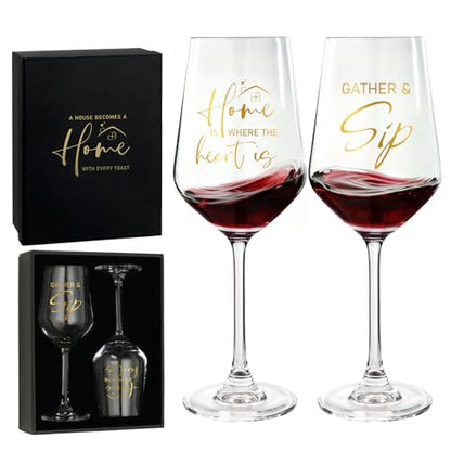 AW BRIDAL House Warming Gifts New Home Wine Glasses Set of 2 for Couples | New Apartment Gift Basket for Homeowner, Cool Housewarming Party Decorations Ideas, 2026 Closing Gifts for Home Buyers - style: Housewarming (Home)