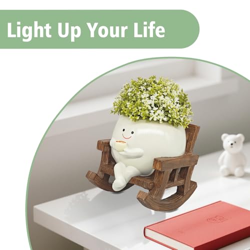 Smiley Face Planter Pot, Cute Coffee Plant Pots for Indoor Outdoor | Unique Rocking Chair Plant Pot for Succulents Plants Live with Drainage Hole,Gift IdeaI for Mother and Christmas（Large） - size: Large