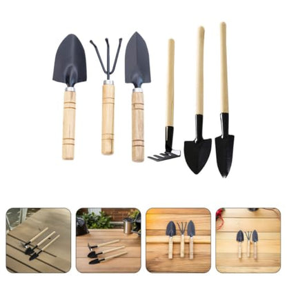 Yardwe 9pcs Small Gardening Tools Set with Ergonomic Handle and Precision Size, Wooden and Iron Indoor Garden Tool Kit for Houseplants and Home Balconies