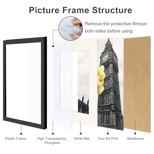 9x12 Picture Frame with Plexiglass, Display Pictures 9x12 Without Mat for Tabletop Display and Wall Mounting, Set of 6，Black - color: Black, size: 9X12