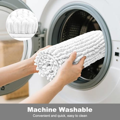 Thick Soft Absorbent Bath Rugs, Hot Melt Rubber Backing Bathroom Mat, Machine Washable Plush Bathroom Floor Mat, Bath Rugs Set for Tub Shower, Home Decor Accessories (White, 20"x30")