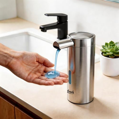 Touchless Automatic Soap Dispenser,11.84 oz Rechargeable Automatic Soap Dispenser, 3-Level Adjustable Liquid soap Dispenser, Suitable for bathrooms and Kitchens (Stainless)