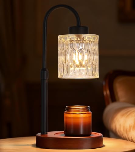 Black Candle Warmer Lamp with Dimmer and Timer,Home Decor Lamp for Scented Jar,Electric Wax Melt Warmer,Mother's Day/Birthday/Gifts Christmas for Mom/Wife,Adjustable Height,with 2 Bulbs - color: Black Drum