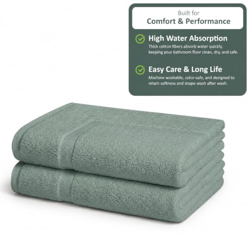 Rajlinen Cotton Bath Mat 2 Pack 23x36-100% Cotton 500 GSM Highly Absorbent Hotel Spa Bathroom Floor Mats, Aesthetic Sage Green Bath Mat Towels, Machine Washable Shower/Bathtub Rugs - color: Sage Green