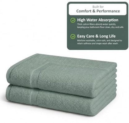 Rajlinen Cotton Bath Mat 2 Pack 23x36-100% Cotton 500 GSM Highly Absorbent Hotel Spa Bathroom Floor Mats, Aesthetic Sage Green Bath Mat Towels, Machine Washable Shower/Bathtub Rugs - color: Sage Green