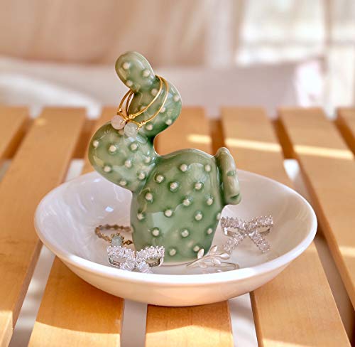 PUDDING CABIN Cactus Gifts for Women Cactus Ring Holder Dish Birthday Gifts for Women Girls Friends, Cactus Decor for Bathroom Nighstand, Wedding Valentine's Day Xmas Gifts Mothers Day Gifs - style: Green Cactus