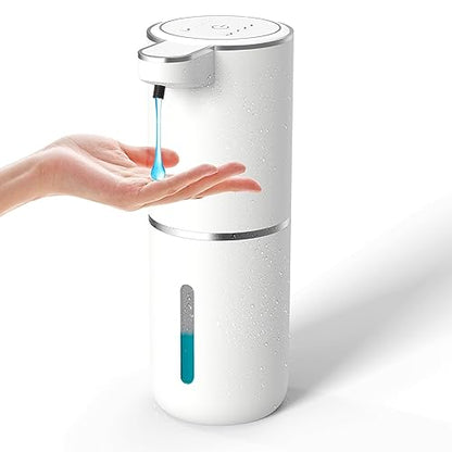 Automatic Liquid Soap Dispenser,Touchless Hand Soap Dispenser 13.5oz/400ml USB Rechargeabled Dispenser Electric,Wall Mounted 4 Levels Adjustable Soap Dispenser Pump for Bathroom Kitchen Dish Soap - color: White, style: Gel