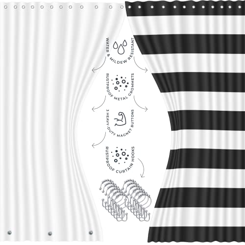 Clara Clark Bathroom Set - Black Bathroom Accessories Set, Bathroom Sets with Shower Curtain and Rugs, 23PC Shower Curtain Set with Liner, Soap Dispenser, Toilet Brush, & Trash Can - color: Black, size: Complete Set + Bath Rugs