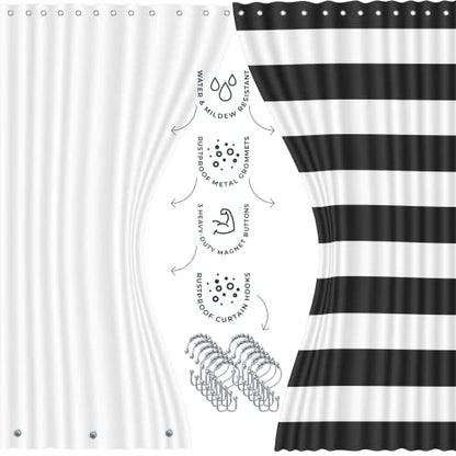 Clara Clark Bathroom Set - Black Bathroom Accessories Set, Bathroom Sets with Shower Curtain and Rugs, 23PC Shower Curtain Set with Liner, Soap Dispenser, Toilet Brush, & Trash Can - color: Black, size: Complete Set + Bath Rugs