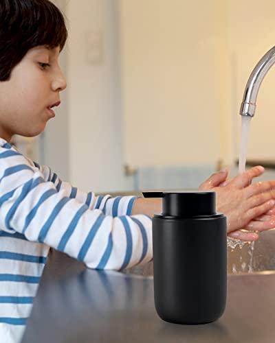 BosilunLife Lotion Pump Dispenser for Kitchen, Bathroom Countertop | Matte Black Soap Dispenser Bathroom Ceramic Dish Liquid Soap Dispenser - color: Black-1 Pack