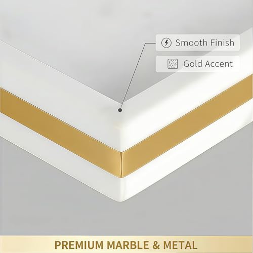 Natural Marble Tray, Marble Vanity Tray Organizer | Natural Marble, Jewelry Perfume Tray, Vanity Organizer, Non-Slip, Bathroom Dresser Nightstand, Gift for Her - color: White