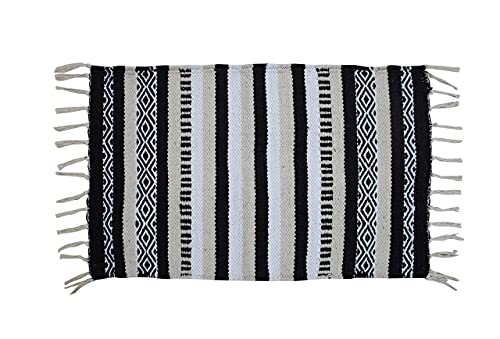 Black, Cream, White Boho Placemats (Set of 4) | Cotton Farmhouse Placemats 13x19 Inches| Machine Washable, Durable and Easy to Combine - color: Ivory-black, size: 13x19 Inch.