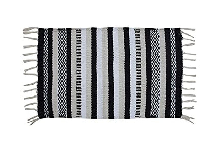 Black, Cream, White Boho Placemats (Set of 4) | Cotton Farmhouse Placemats 13x19 Inches| Machine Washable, Durable and Easy to Combine - color: Ivory-black, size: 13x19 Inch.