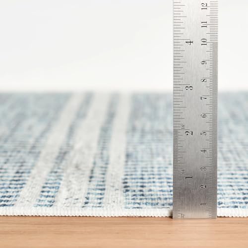 Dash & Albert Malta Blue Striped Washable Runner Rug, 2'6"x8' - color: Blue, size: 2'6" x 8' (Runner)