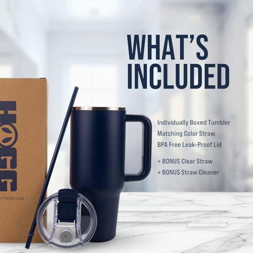 Hogg Big Swig 40oz Tumbler with Handle and Straw - Navy Blue, 40 oz Tumbler, Insulated Cup with Handle, 40oz Water Bottle with Straw, Thermal Cups, Leak Proof Lid, Travel Mugs, Stainless Steel - color: Navy Blue