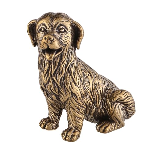 GIB Small Dog Figurine Solid Brass Dog Statue Gold Dog Decor for Home, 2.6" | Vintage Antique, Decorative Golden Retriever Ornament, Bronze Animal Decor for Shelves Table Desk Office Living Room Bedroom - color: Dog